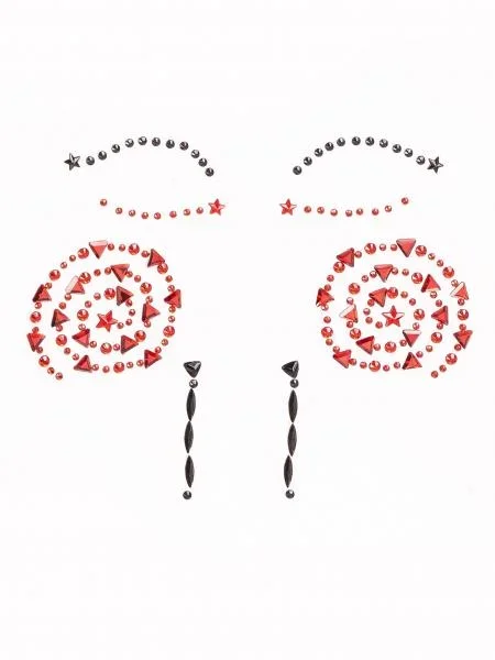 Puppet Face Jewels Sticker – Black/Red