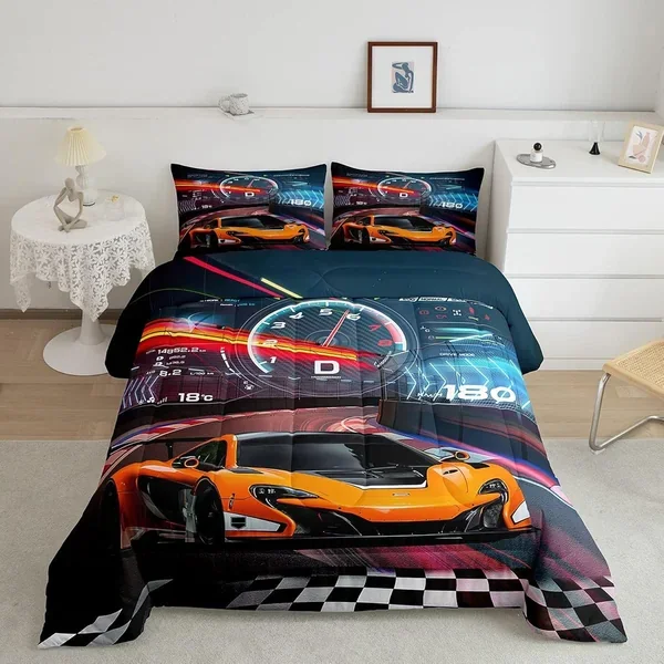 Race Car Bedding Set Boys Extreme Sports Comforter Set For Kids Boys Cool Car