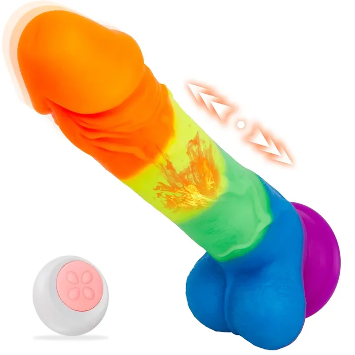 Rainbow Hands Free 7 Thrusting Vibrating Heating Realistic Dildo