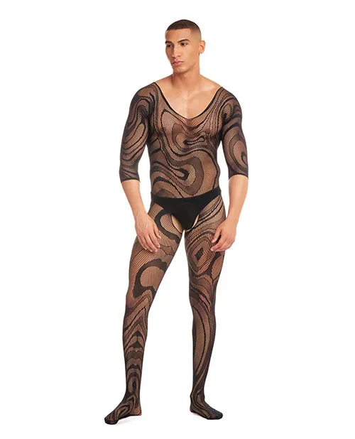Rainbow Party Supernova Body Stocking 2 pc Set w/Thong – Black L/XL