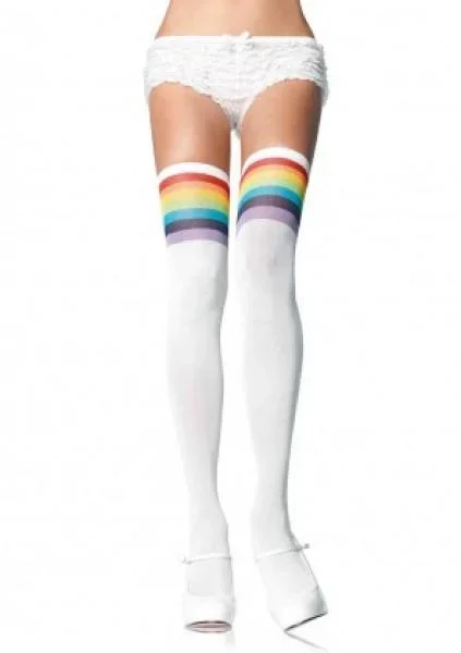 Rainbow Thigh High – White