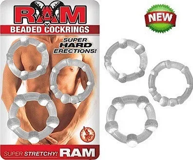Ram Beaded Cock Rings -Clear