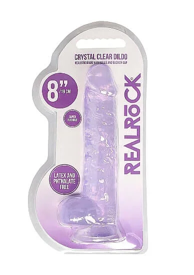 Real Cock 8 inches Realistic Dildo with Balls Purple