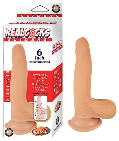 Realcocks Sliders 6 inches Flesh Beige Uncircumcised Dildo Beige