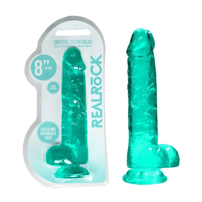 REALROCK 8” Realistic Dildo With Balls – Turquoise 20.3 cm Dong