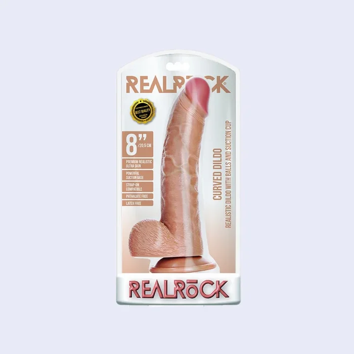 RealRock 8 Inch Curved Dildo with Balls
