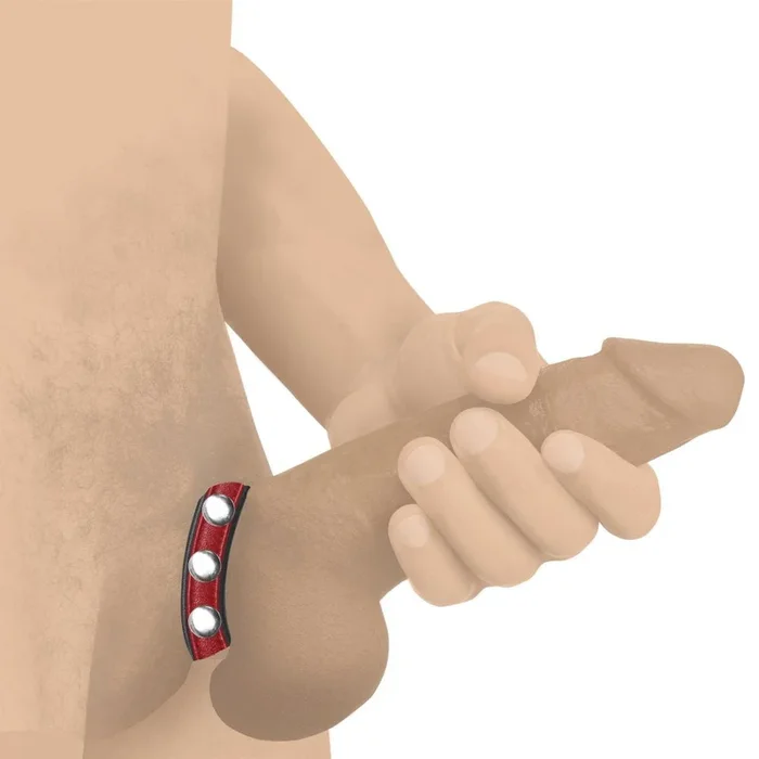 Red Leather Speed Snap Penis Ring