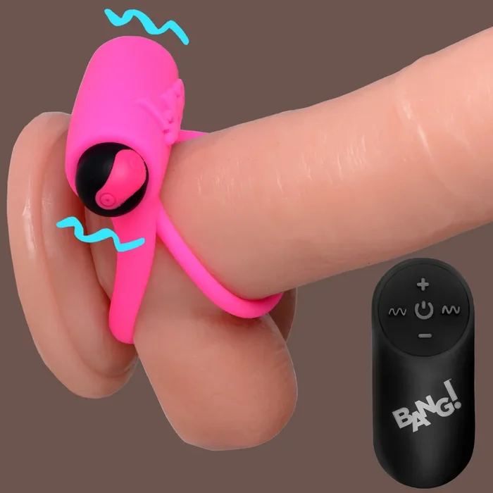 Remote Control 28X Vibrating Cock Ring and Bullet – Pink