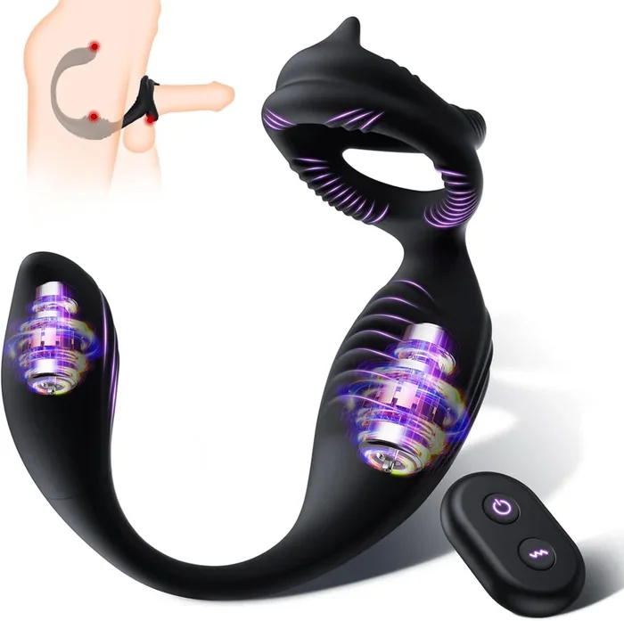 Remote Control 4-in-1 Vibrating Cock Ring & Prostate Massager with Anal Plug