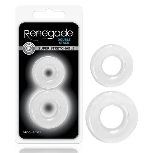 Renegade Double Stack Clear Cock Rings Set of 2