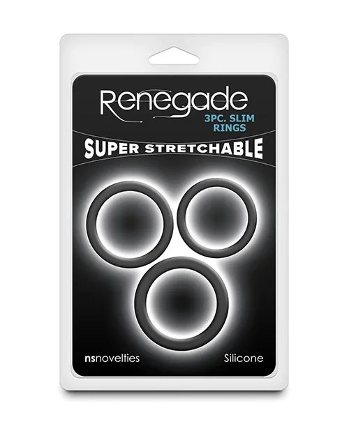 Renegade Slim Cock Rings – Black, 3 pc Set