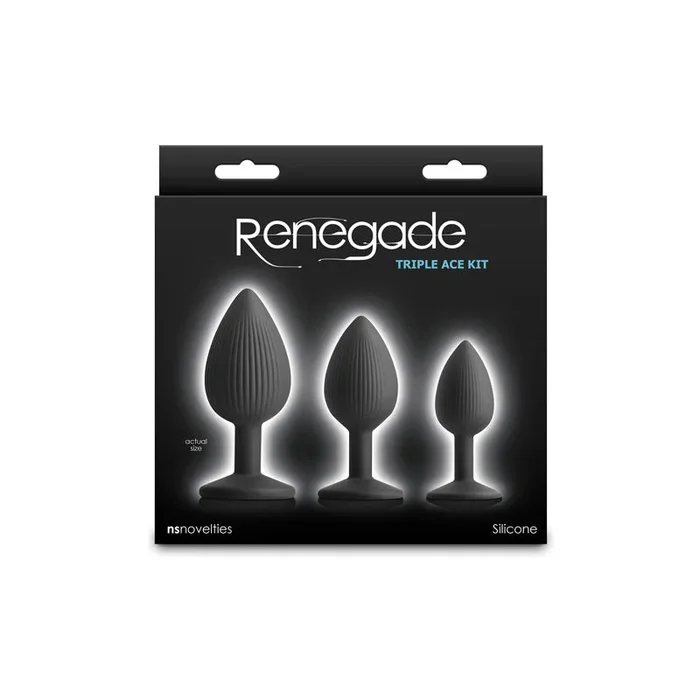Renegade Triple Ace Kit – Black – Black Butt Plugs – Set of 3 Sizes