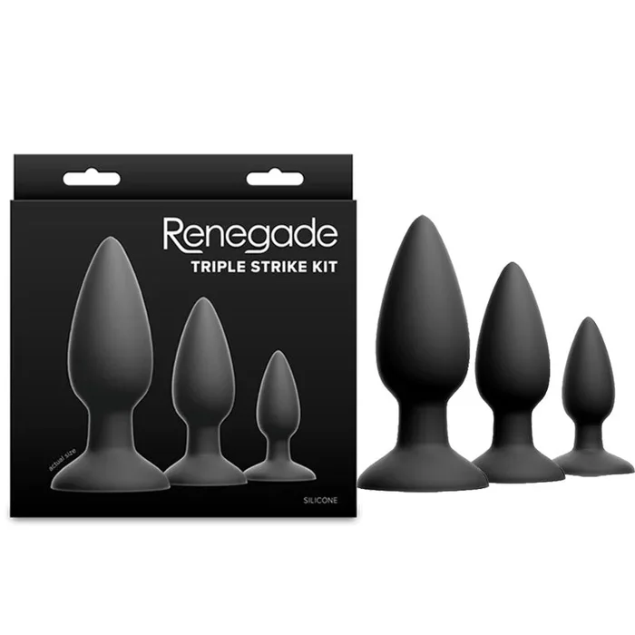 Renegade Triple Strike Kit – Black – Black Butt Plugs – Set of 3 Sizes