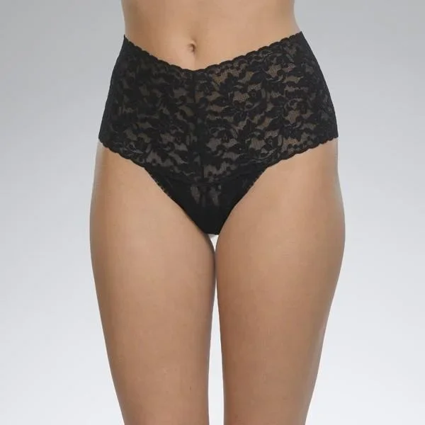 Retro Lace Thong – Black – One Size