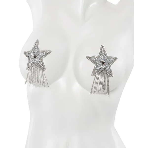 Rhinestone Star Pasties Silver O/s