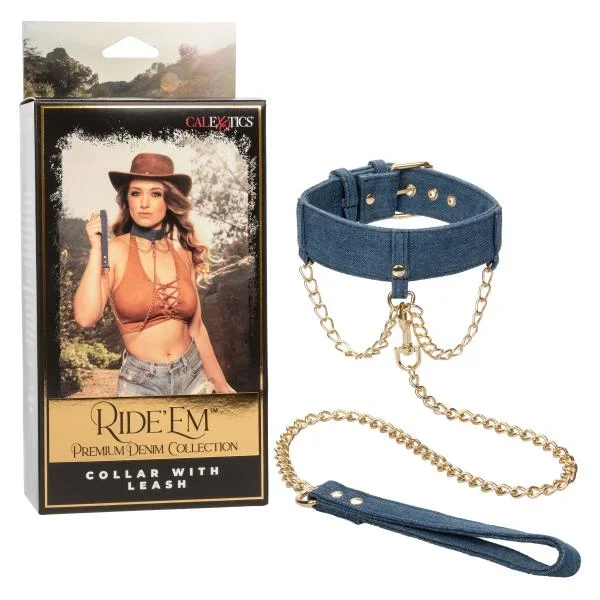 Ride ‘Em Premium Denim Collection Collar w/Leash