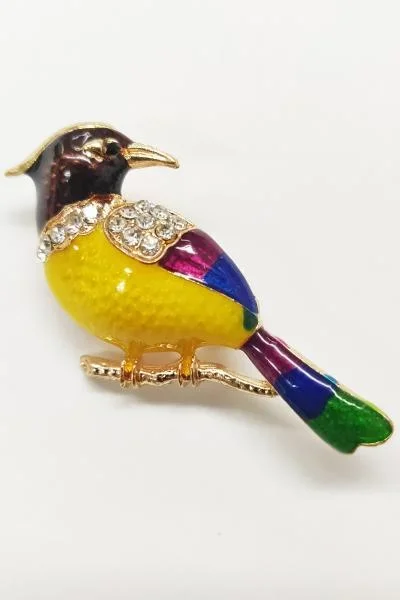Robin Bird Pin – Yellow Mustard Combo