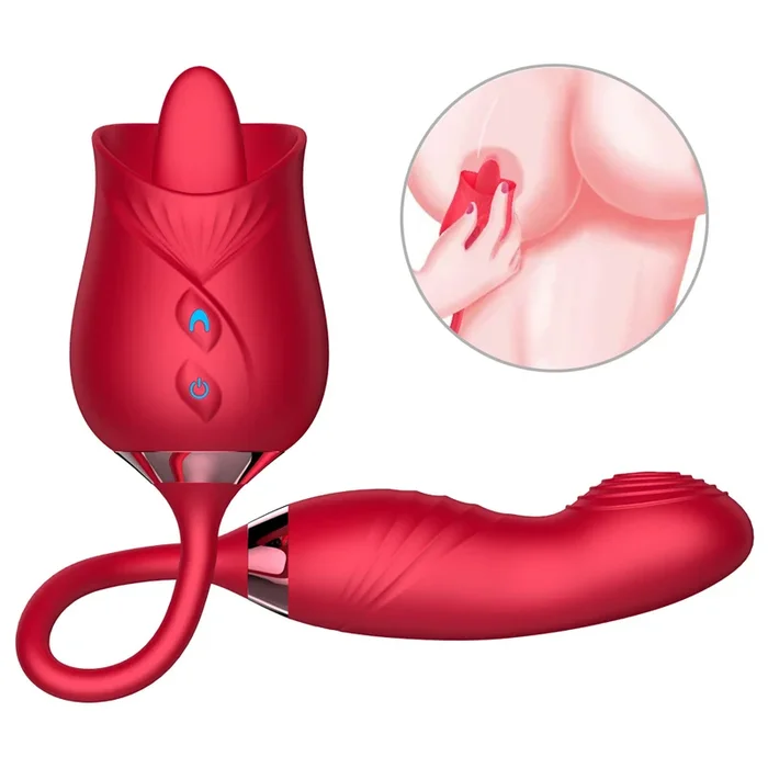 Rose Clitoral Licking Vibrator With G-Spot Slap Stimulator