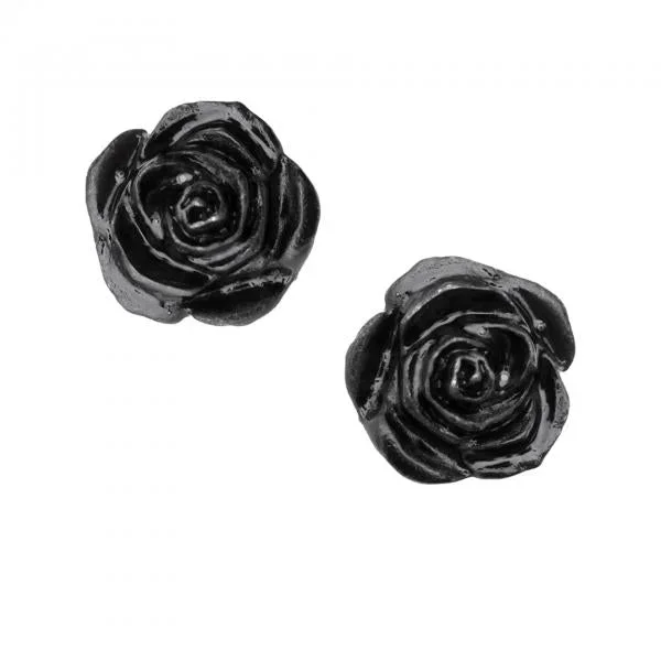 Rose Stud Earrings – Black
