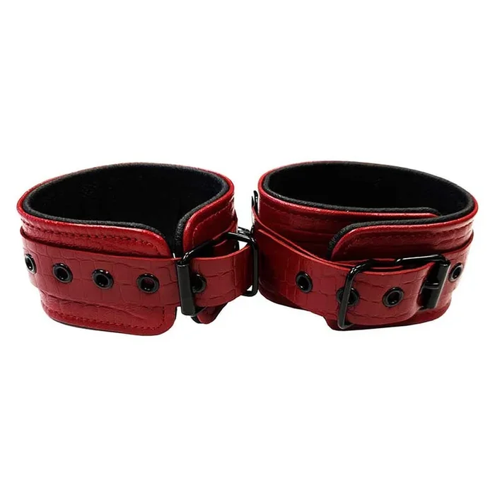 Rouge Leather Burgundy Anaconda Ankle Cuffs