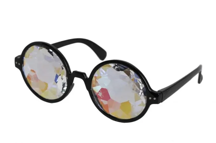 Round Frame Kaleidoscope Glasses – Black