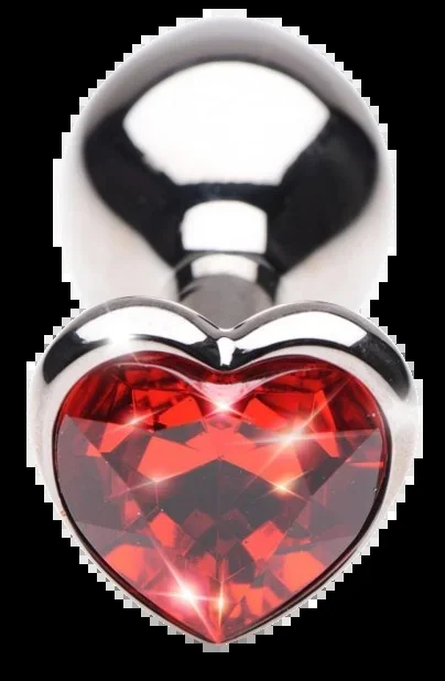 Ruby Red Heart Steel Butt Plug