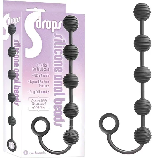 S-Drops Silicone Anal Beads – Black Anal Beads