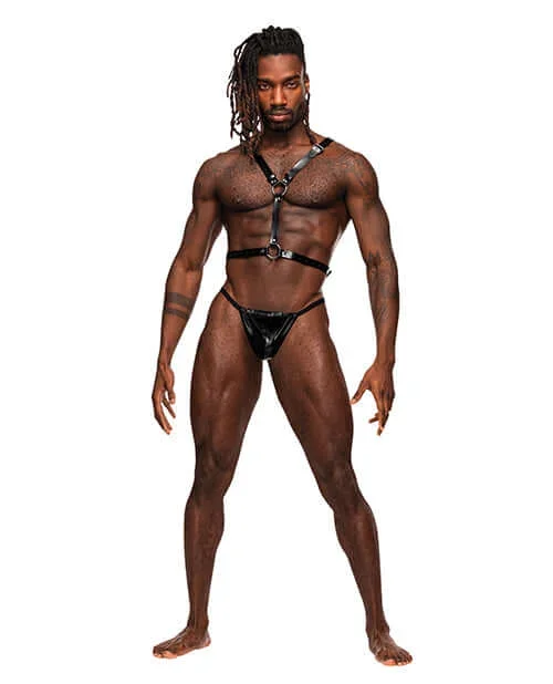 Sagittarius Leather Harness Black O/S from Male Power Lingerie