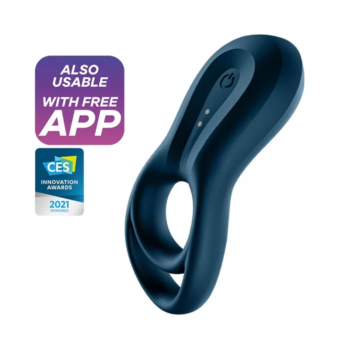 Satisfyer Epic Duo – Navy Blue USB Rechargeable Cock & Balls Ring with App Control