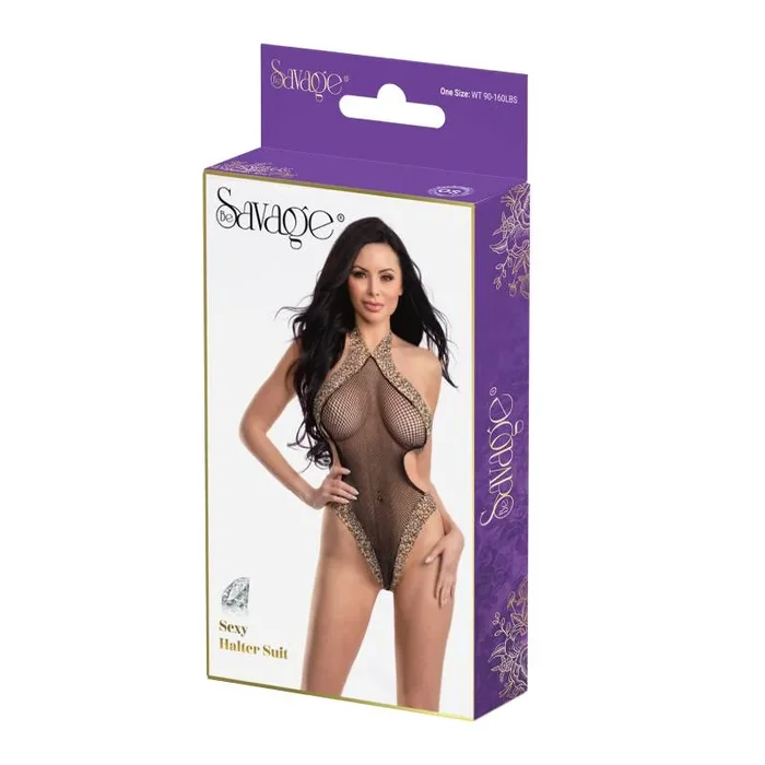 Savage Halter Suit Leopard