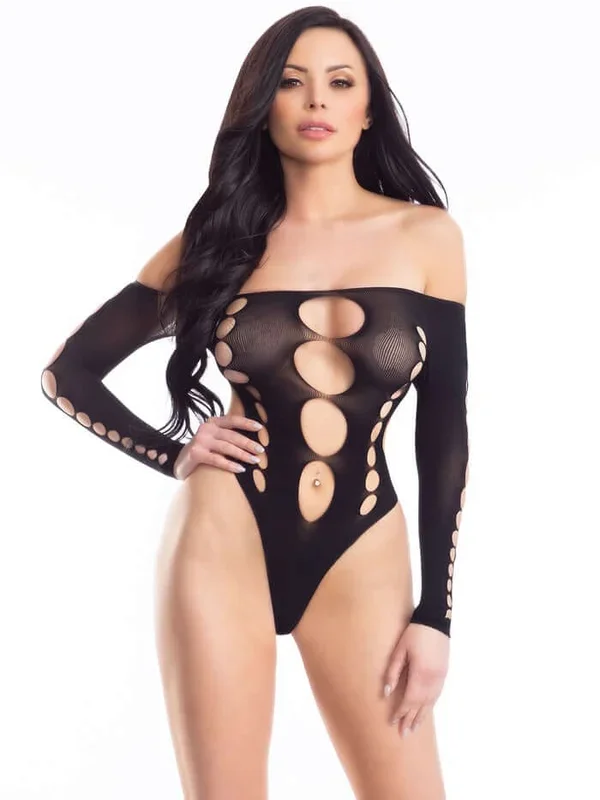 Savage Lingerie Off Shoulder Bodysuit Black