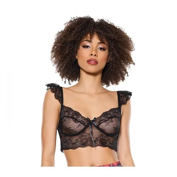 Scallop Stretch Lace Soft Cup Bralette – Black –