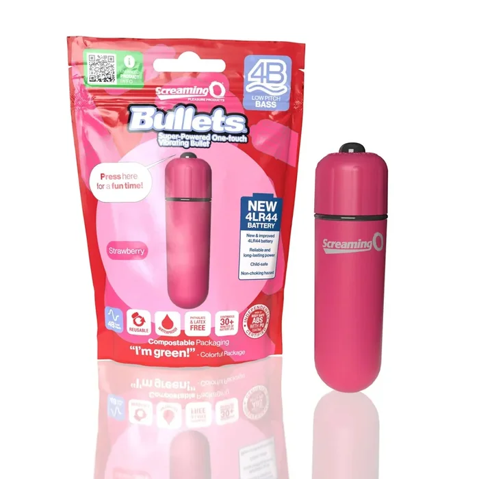 Screaming O 4b – Bullet – Super Powered One Touch Vibrating Bullet – Strawberry