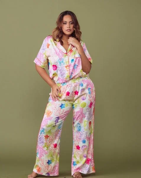 Sea Life Satin Wide Leg PJ Set –