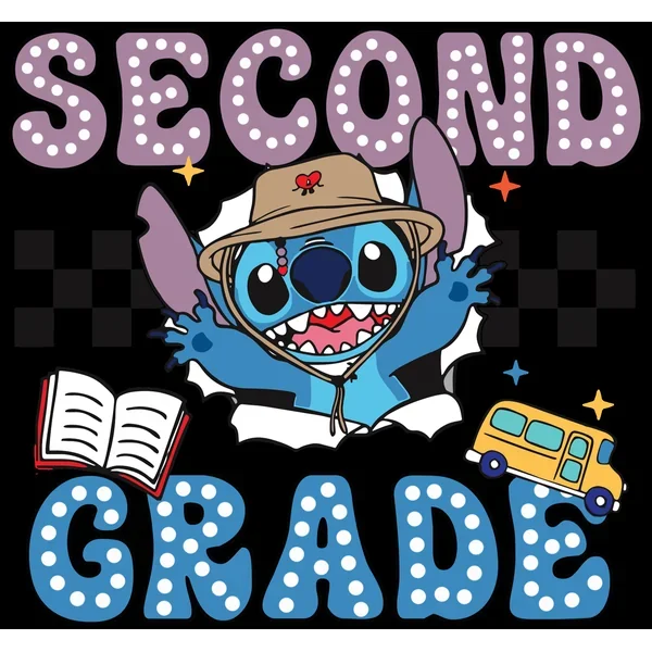 Second Grade Stitch in Hat DTF (direct-to-film) Transfer