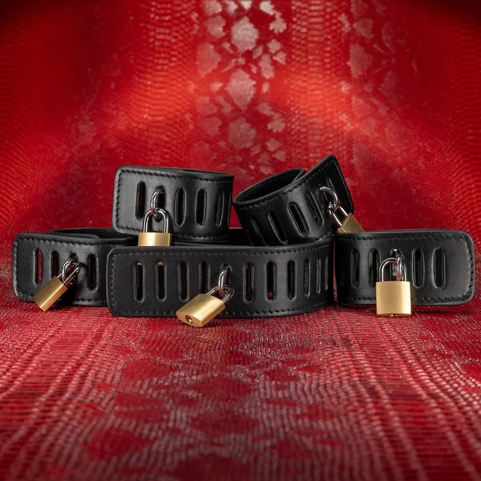 Secure Leather Bondage Five Piece Restraint Set