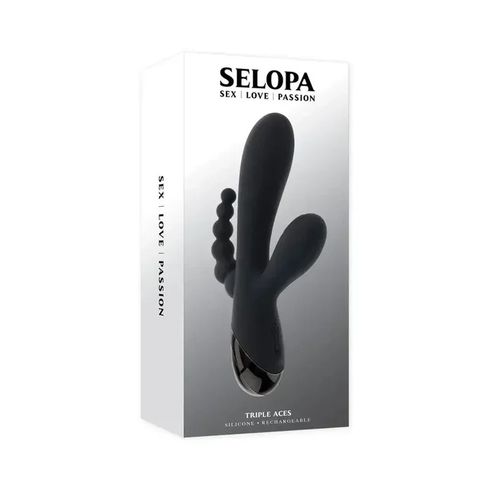 Selopa Triple Aces Rechargeable Triple Rabbit Vibrator Black