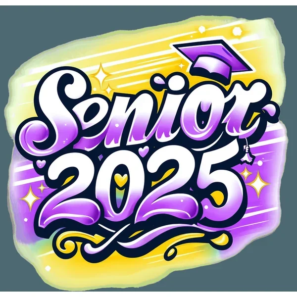 Senior 2025 Airbrushed With Purple Cap DTF (direct-to-film) Transfer