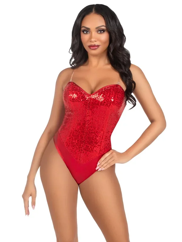 Sequin Bodysuit – Medium – Red