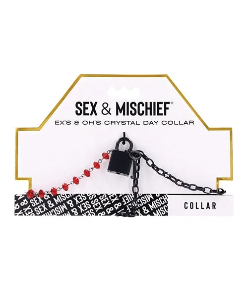 Sex & Mischief Ex’s & Oh’s Crystal Day Collar – Red/Black