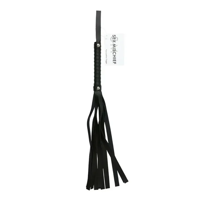 Sex & Mischief Faux Leather Flogger – Black Flogger Whip