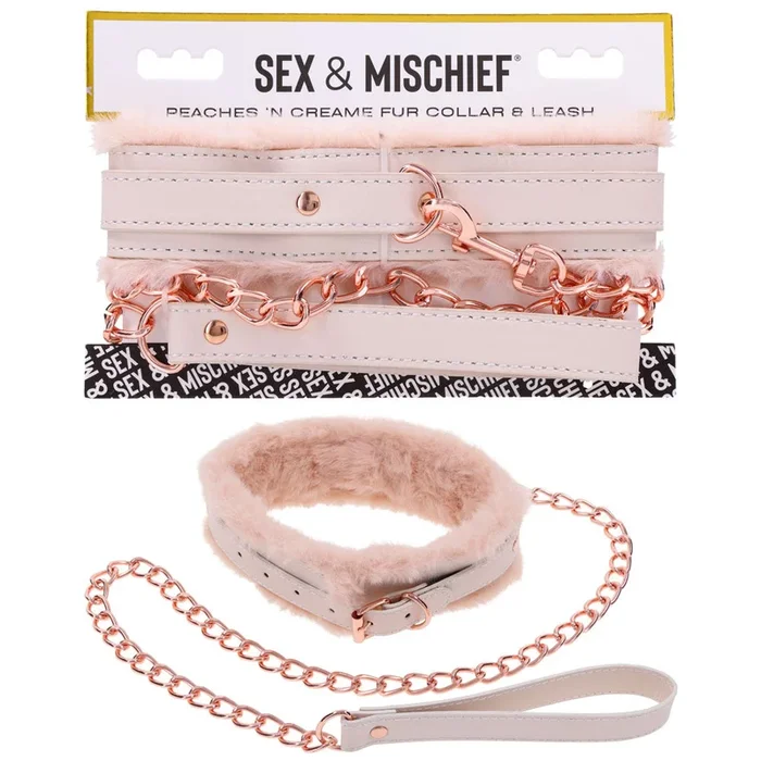 Sex & Mischief Peaches n CreaMe Fur Collar & Leash – Peach Restraint