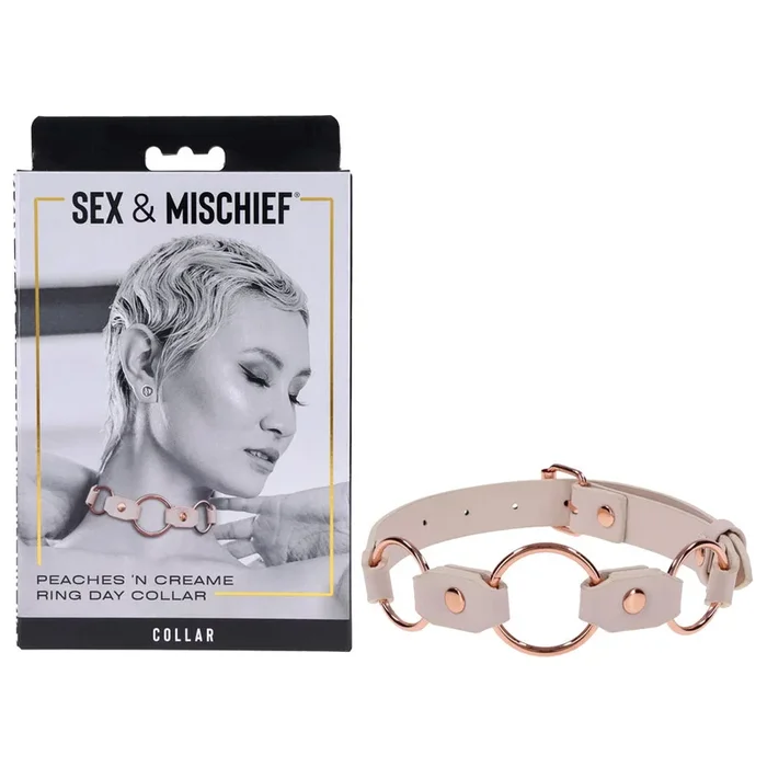 Sex & Mischief Peaches n CreaMe Ring Day Collar – Peach Bondage Collar