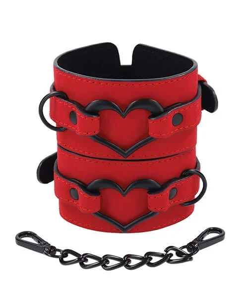 Sex and Mischief Amor Handcuffs – Vegan Leather Restraints with Heart Accent from Sportsheets
