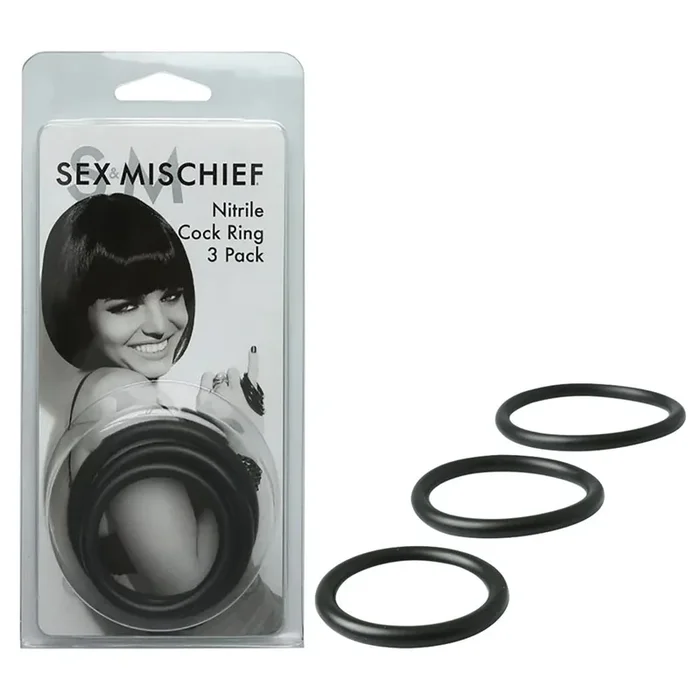 Sex and Mischief Nitrile Cock Ring Set 3 Pack for Enhanced Pleasure