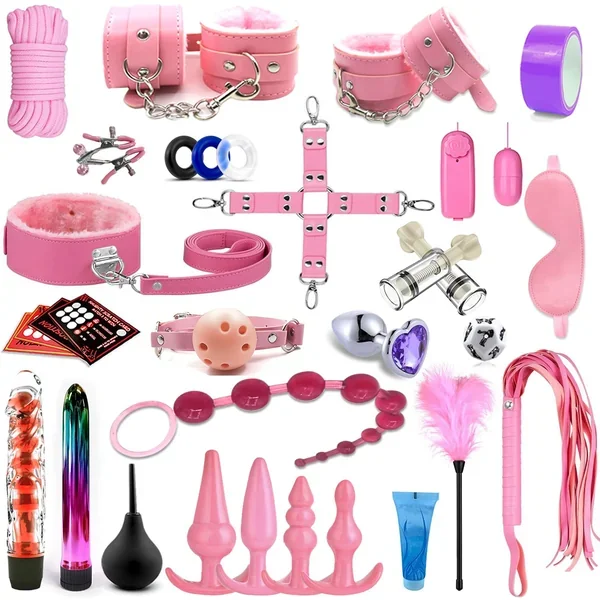 Sex Bondage Toys Kit For Couples 32Pcs Bdsm Toys Kit Sex Bondage Restraint Sets With Handcuffs And Anal Toys Kit,Fetish Couples Sex Toys,Kinky Things For Women Pleasure