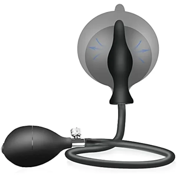 Sex Toys Silicone Inflatable Butt Anal Plug With Pump Bdsm Anal Plug Expansion Training Kit Stimulation Anal Pump Plug Buttplug Anal Expert Sex Toy For Men Women Black, 59 Cm, Ø 5-10 Cm, 1 Piece