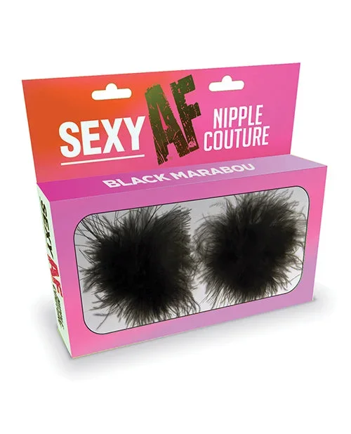 Sexy AF Nipple Couture Marabou Pastie – Black O/S