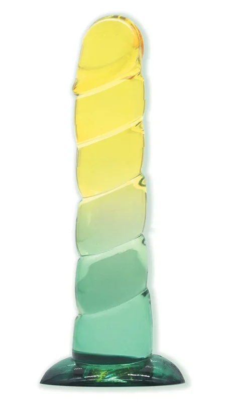 Shades, 7.5″ Swirl Jelly Tpr Gradient Dong – Yellow and Mint