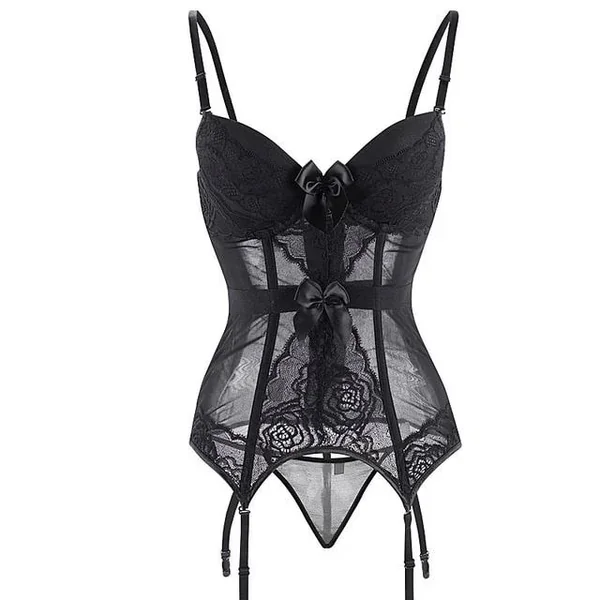 Sheer Bustier Garter Belt Purple Red White Blue Black Lingerie Women Corsets & Bustiers